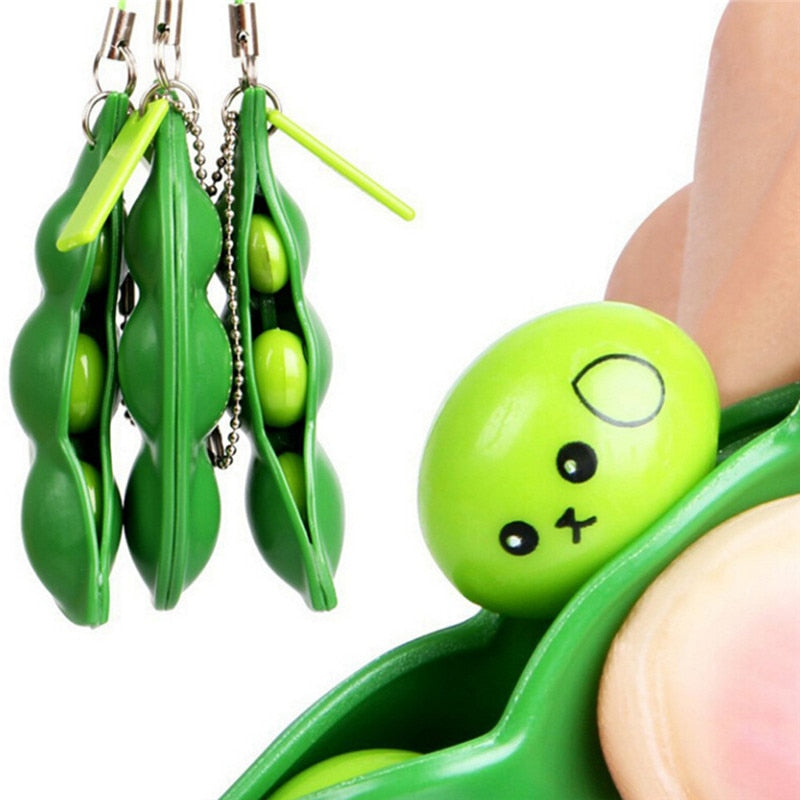 2pcs Funny Green Beans Mini Squishy Soft Toys